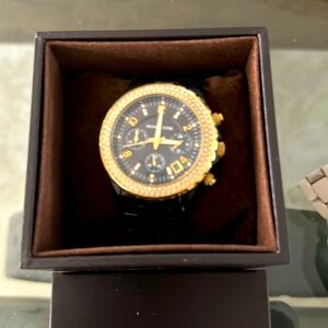 Michael Kors black on black and Gold with Faux Diamonds